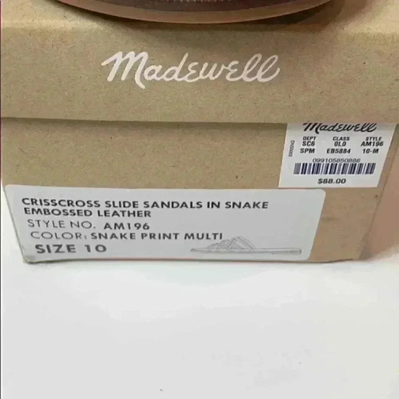 Madewell Tracie Crisscross Snake Slide Sandal Size 10 NEW - Picture 2 of 5